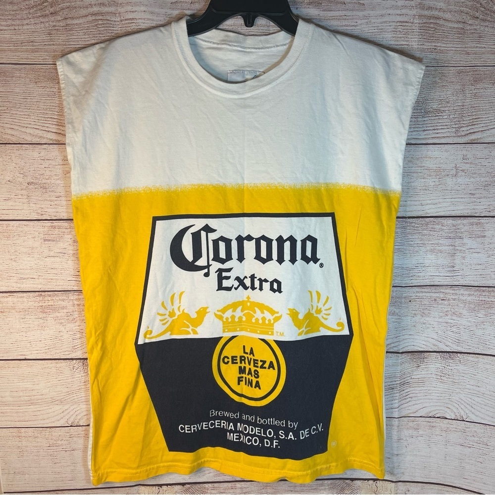 Vintage corona beer graphic tank top cut off tshirt large